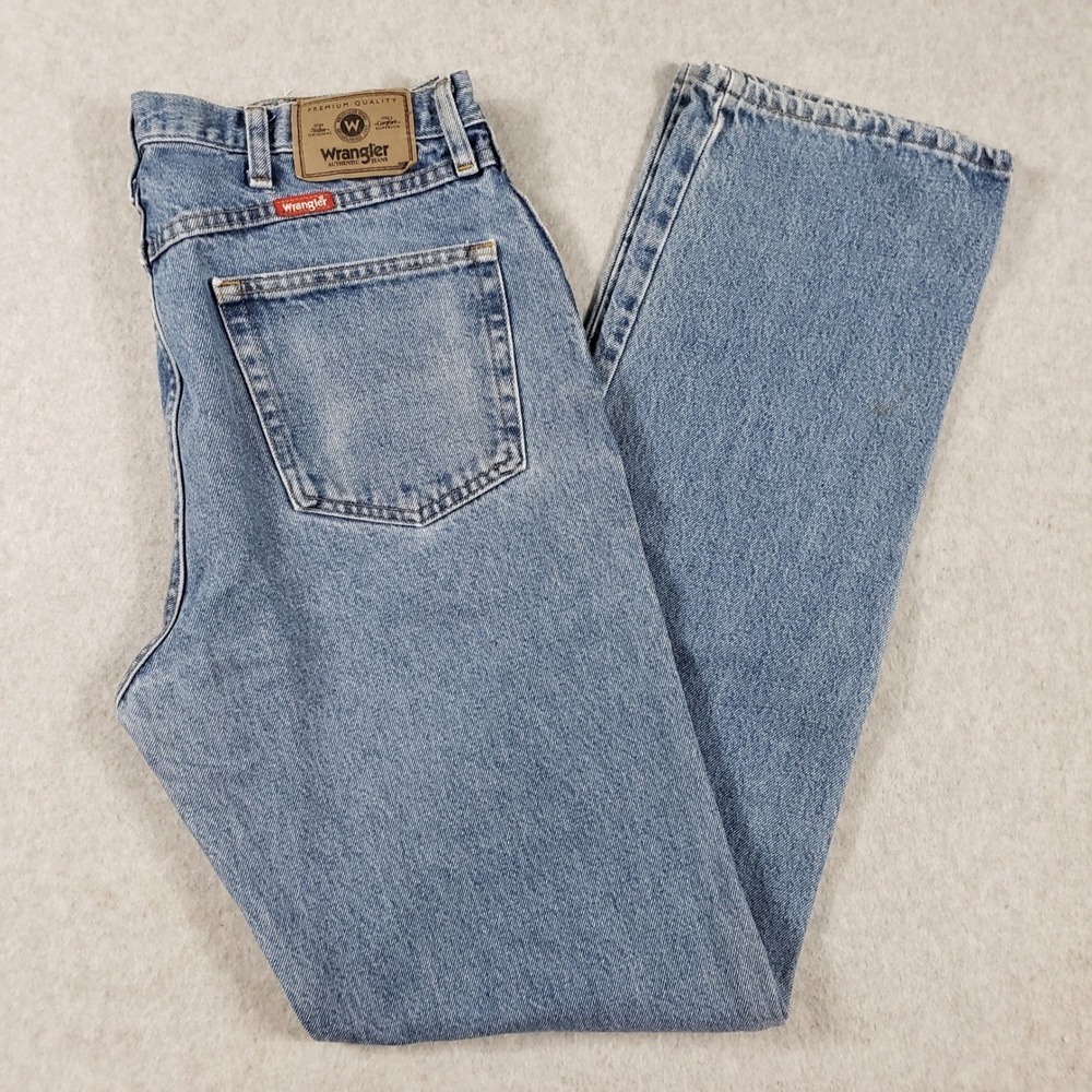 Wrangler Authentic Men's 34x36‎ Straight Leg Jeans Faded Light Wash Denim Tall
